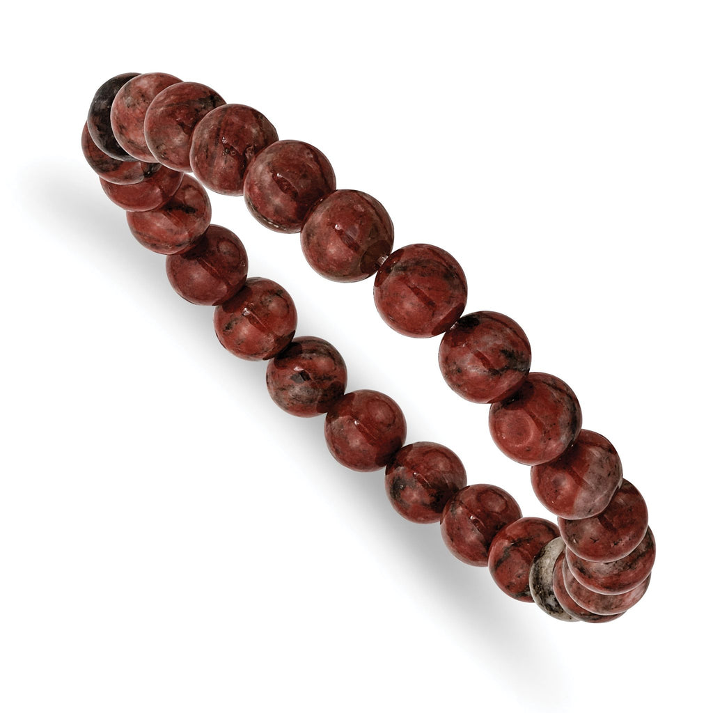 8mm Sesame Red Agate Beaded Stretch Bracelet