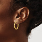 14K Polished Twisted Round Hoop Earrings