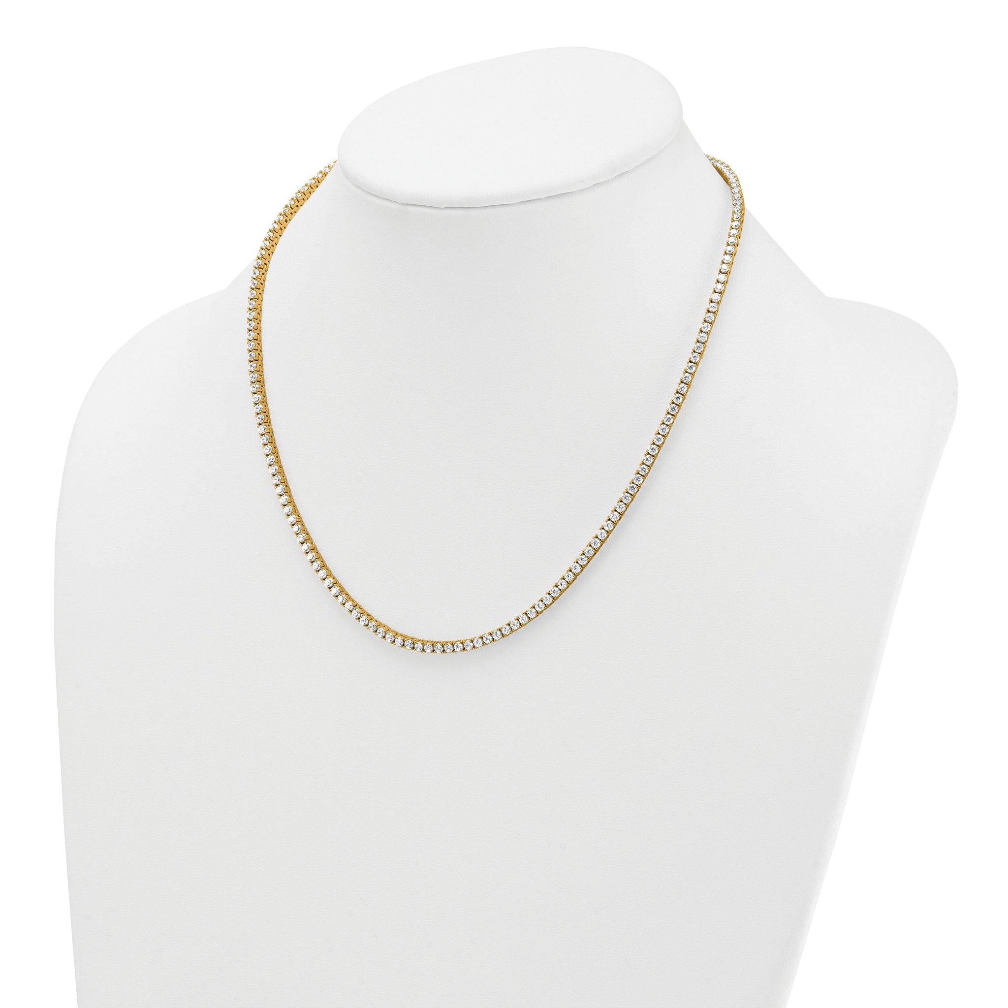 14k 9 carat Lab Grown Diamond VS+ F+ Complete Round 18 inch Straight Tennis Necklace