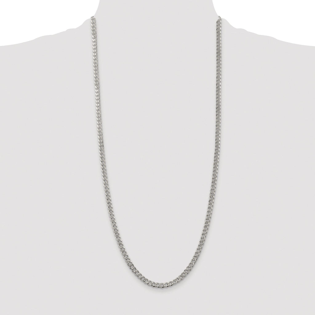 Pavé Curb Chain Necklace in Sterling Silver, 4.5mm