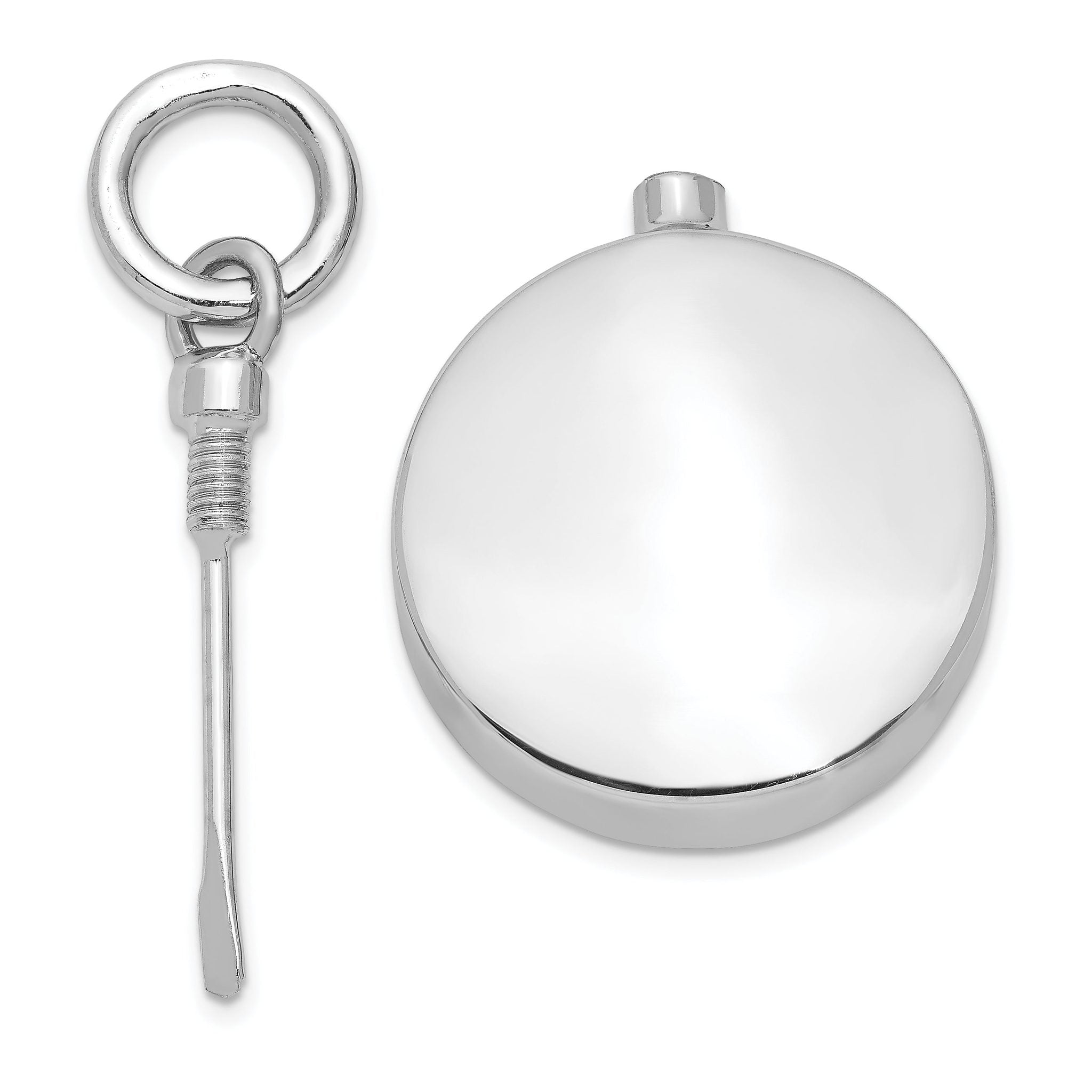 Sterling Silver 925 Ash Holder Pendant with Polished Rhodium Plating