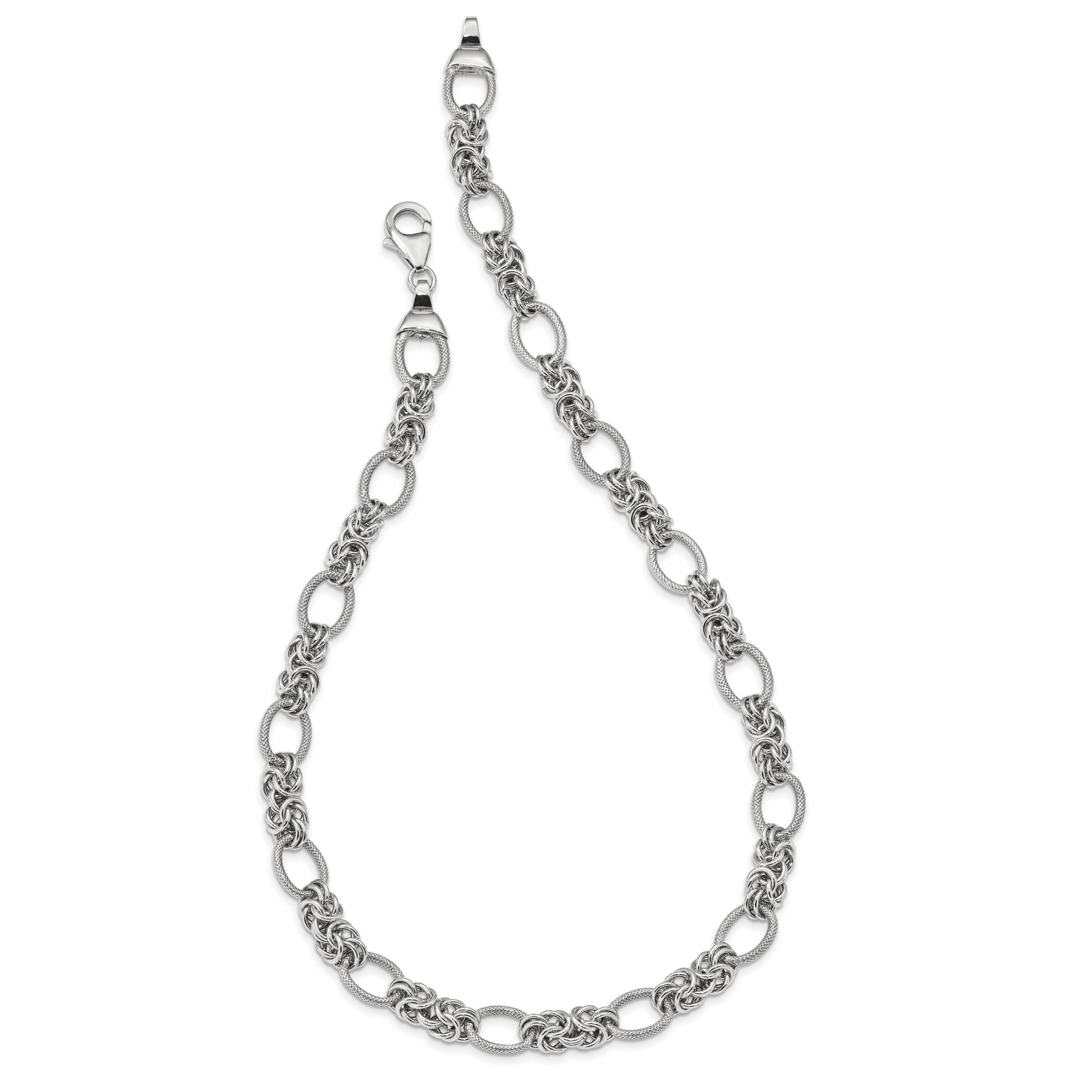 Sterling Silver Rhodium-plated Polished and Textured Necklace Secondary image