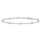 Bezel-Set CZ Station Anklet in Sterling Silver