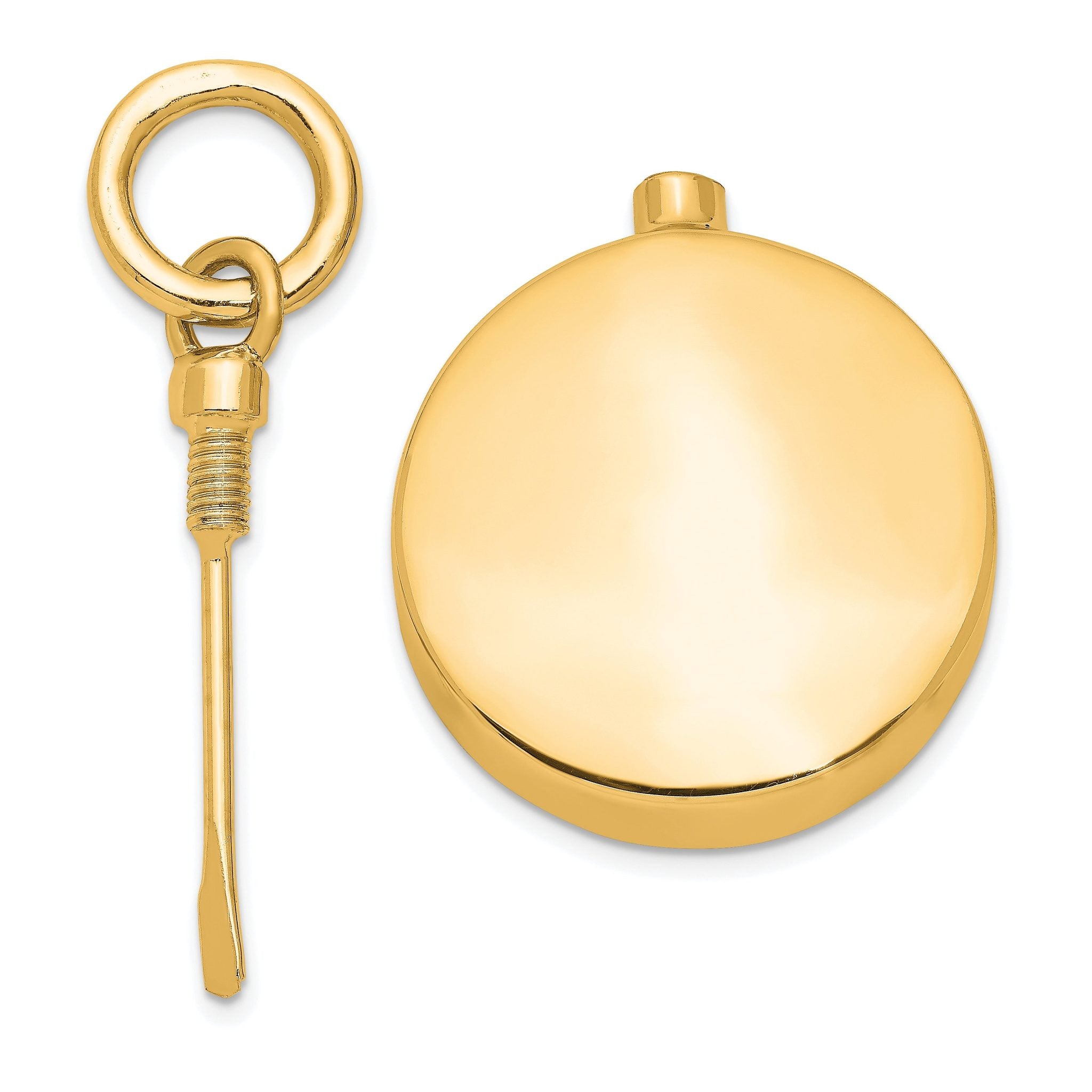 Sterling Silver Gold-tone Polished Round Ash Holder Pendant Secondary image