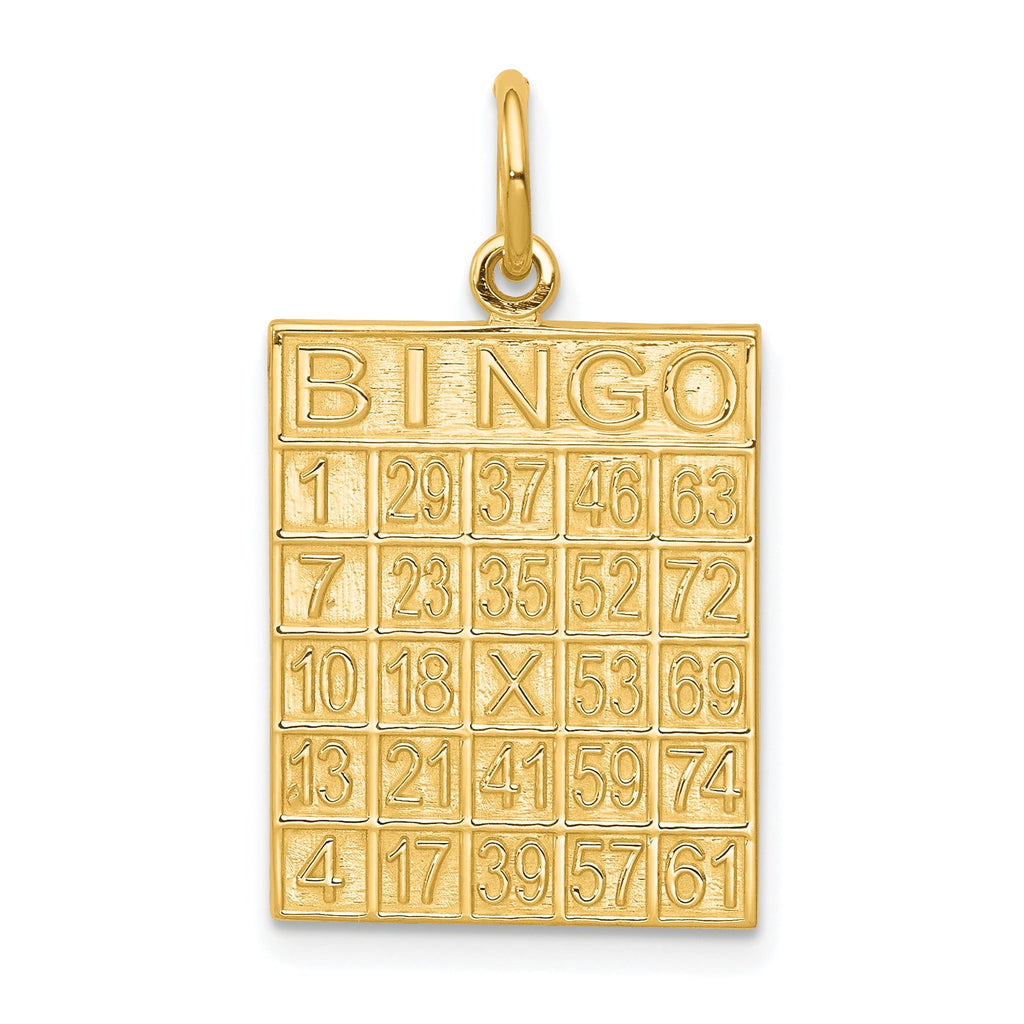 10K Solid Gold Bingo Card Charm with Polished Finish  Playful & Elegant