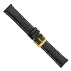 Black Leather Sport Watch Band in Matte Finish, 18mm
