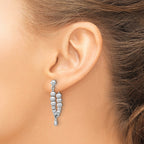 Sterling Silver RH-plated Ball Dangle Post Earrings
