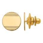 14K Gold Men's Polished Engravable Tie Tac with Grooved Design
