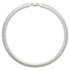 Sterling Silver 925 Reversible Polished Omega Necklace 17 Diamond-Cut