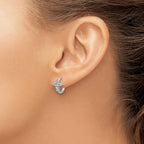 Cheryl M Sterling Silver Rhodium-plated Polished CZ Cross Hinged Round Hoop Earrings