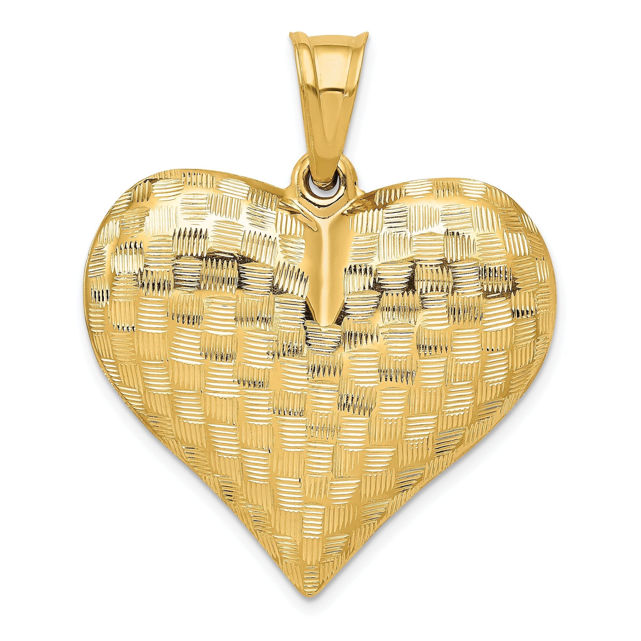 14K Gold Textured Puff Heart Pendant Elegant Gift-Ready Charm Main image