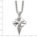 Stainless Steel Dagger Cross Pendant Necklace with Polished Antiqued Finish
