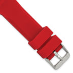 Red Silicone Watch Band with Stainless Steel Buckle, 24mm