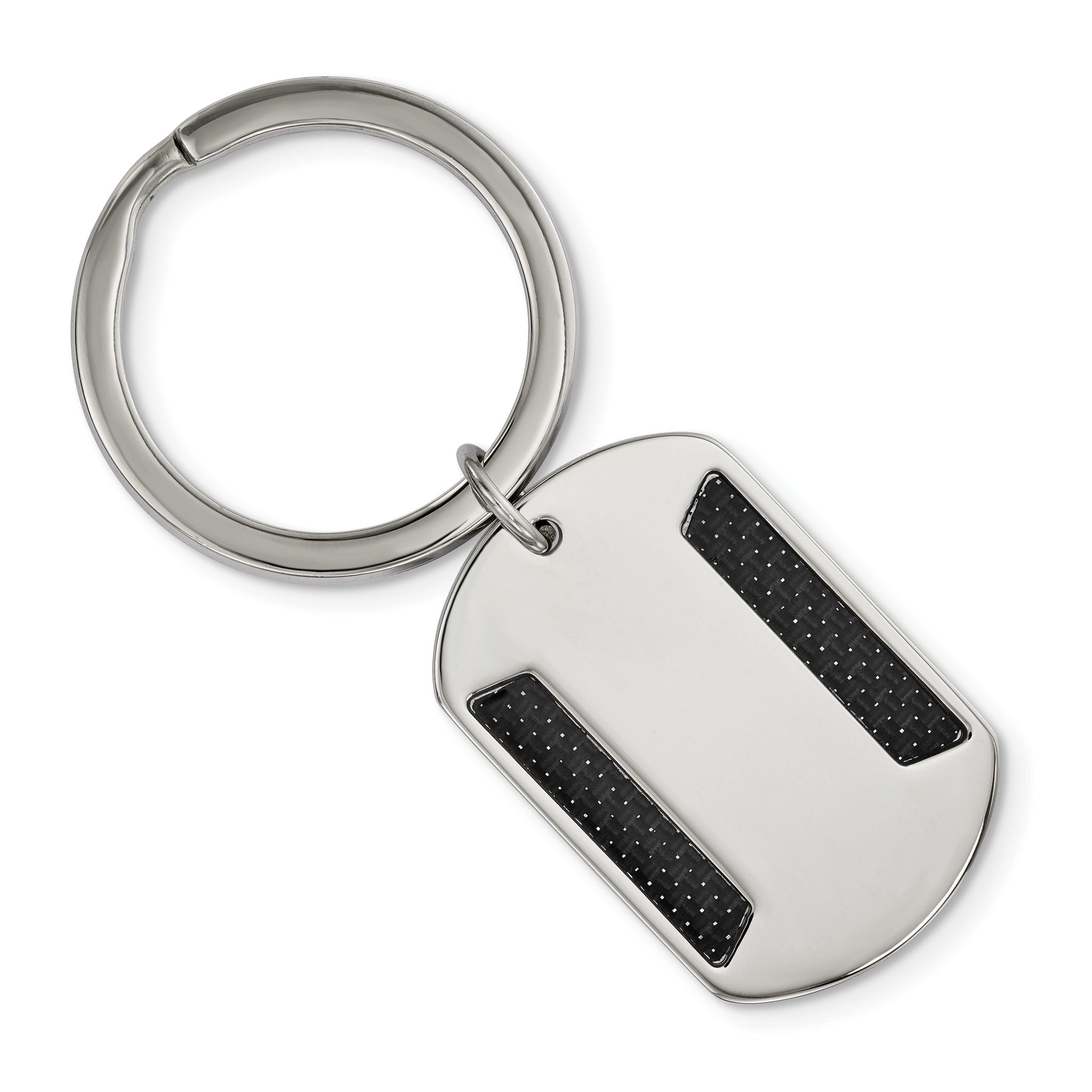 Chisel Stainless Steel Polished Black Carbon Fiber Inlay Key Ring Main image