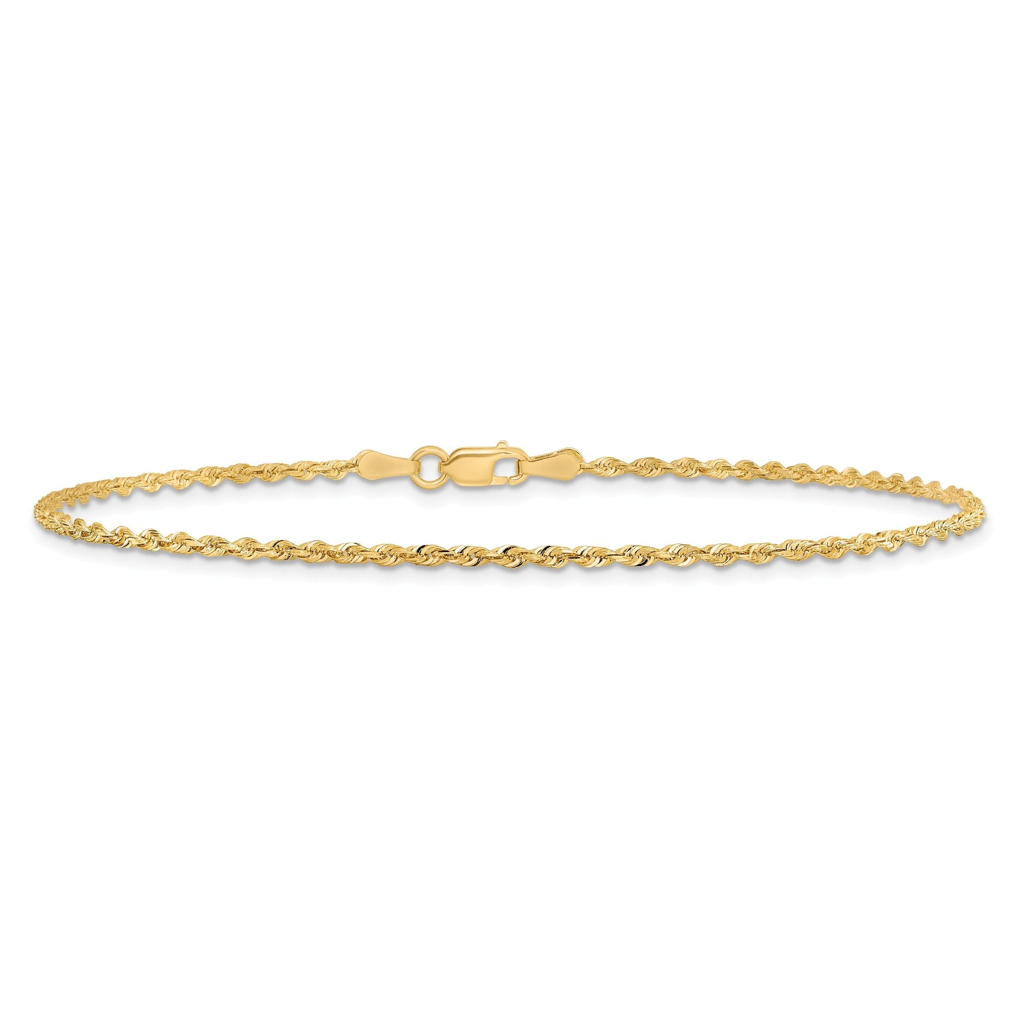 Diamond-Cut Quadruple Rope Anklet in 10K Yellow Gold, 1.85mm