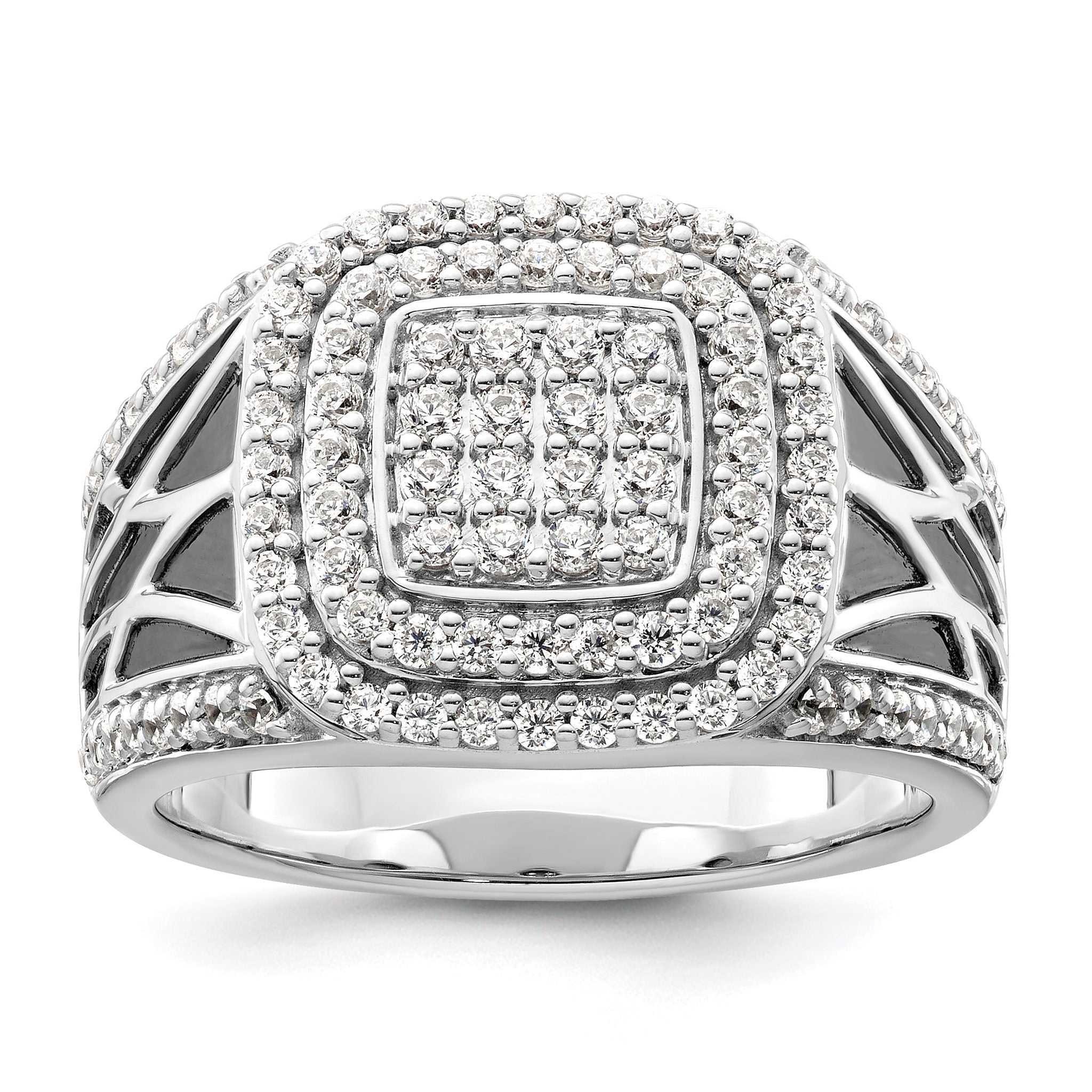 14k White Gold 1 1/8 carat Lab Grown Diamond VS/SI+ G+ Side Design Men's Ring Main image