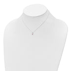 Sterling Silver Polished Pink Bezel Set CZ Children's 14in Necklace and Stud Earrings Set