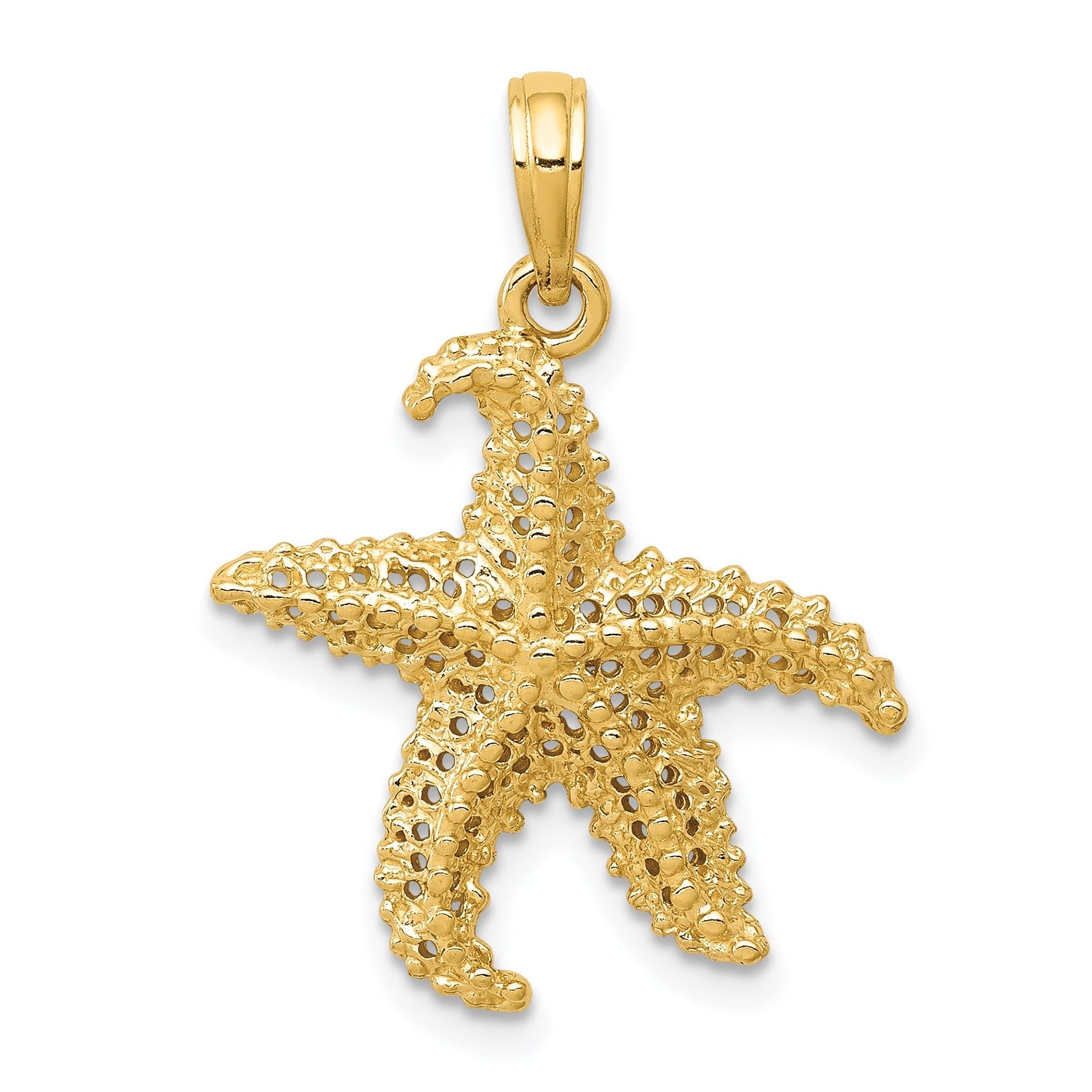 14K Gold Men's Starfish Pendant with Polished Open Back Design Main image