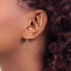 14k Two-tone Diamond-cut Graduated Square Shepherd Hook Earrings