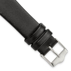 Smooth Flat Leather Watch Band in Black with Silver-Tone Buckle, 20mm