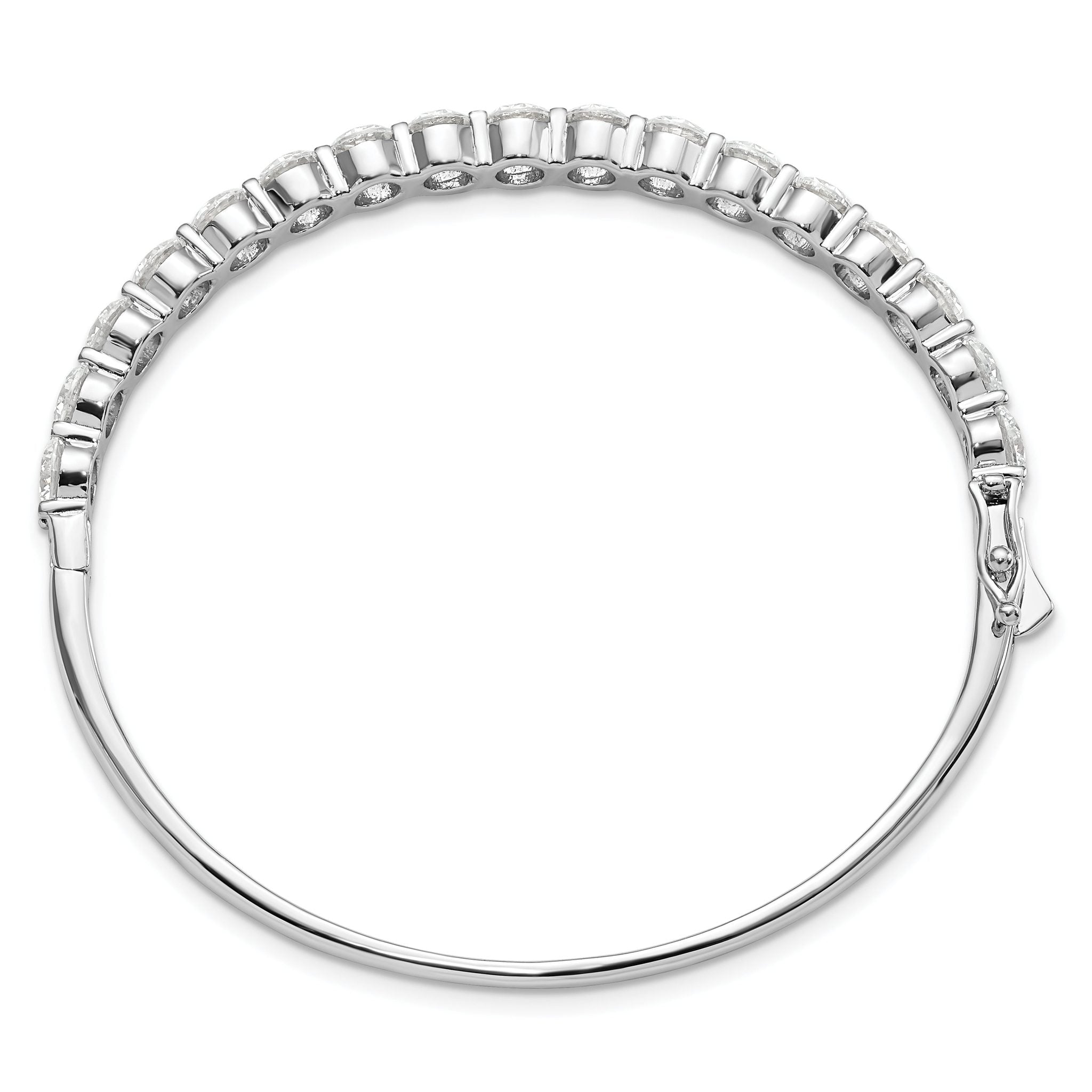 Sophia Jewelers Sterling Silver CZ Bangle with Rhodium Polish and Safety Clasp Secondary image
