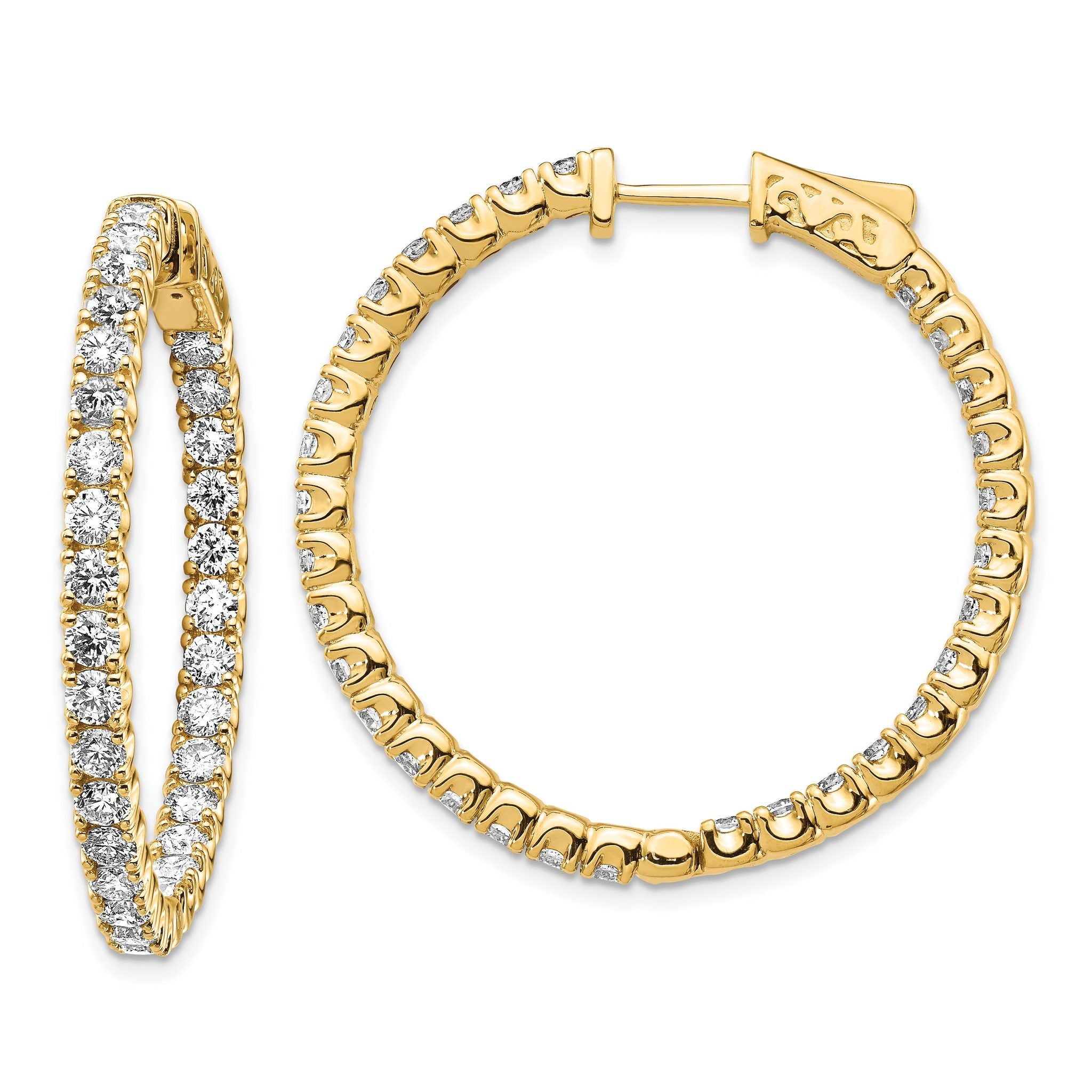 14k Diamond Round Hoop w/Safety Clasp Earrings Main image