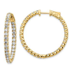 Round Diamond Safety Hoop Earrings in 14K Yellow Gold, 34mm (4.3 ct. tw.) - Sophia Jewelers