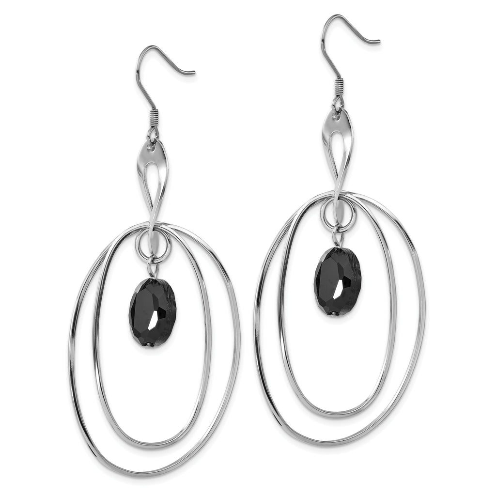 Stainless Steel Polished Oval Drop Dangle Earrings for Women