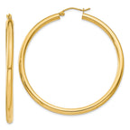 14K Polished 3mm Lightweight Tube Hoop Earrings