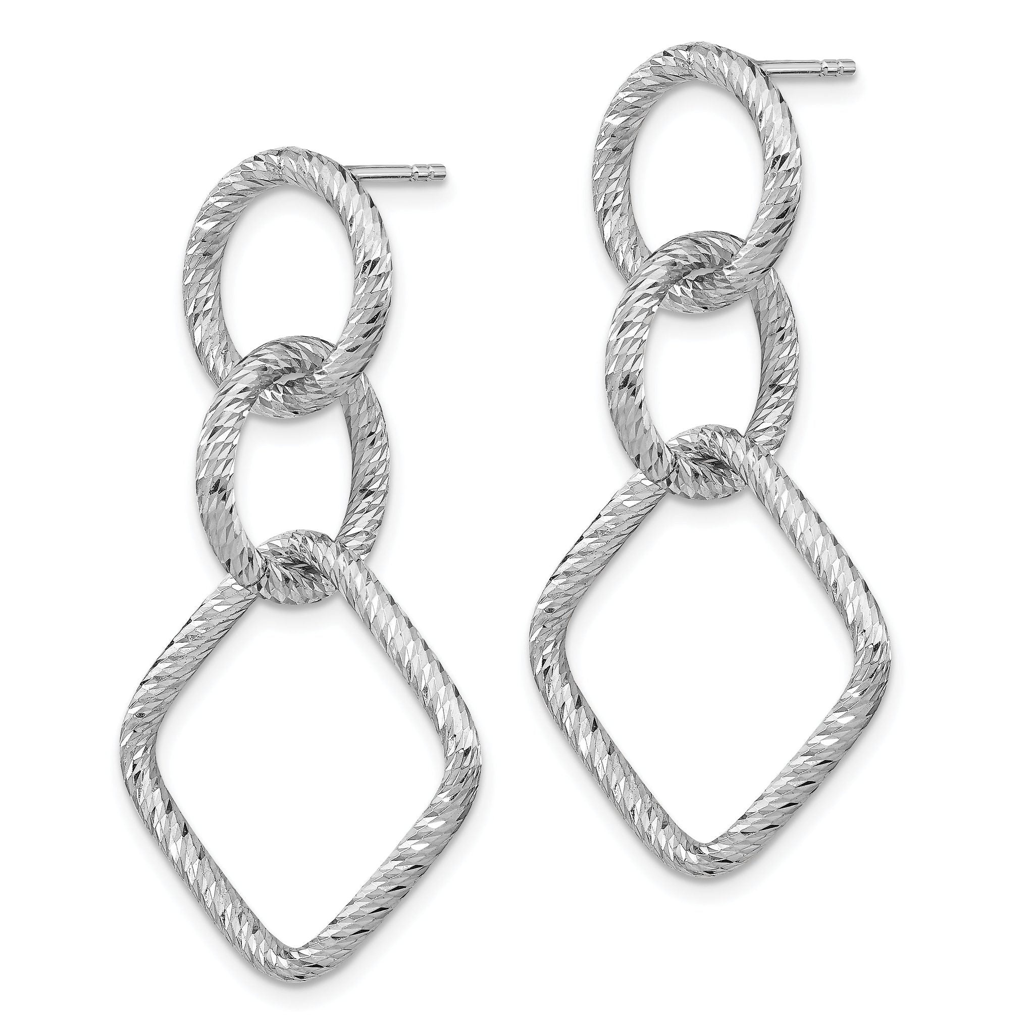 Sterling Silver Rh-plated D/C Post Dangle Earrings Secondary image