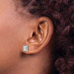 14K White Gold 3 ct Certified Lab-Created Diamond VS/SI+ G+, Octagon / Emerald-Cut 4-Prong Stud Earrings
