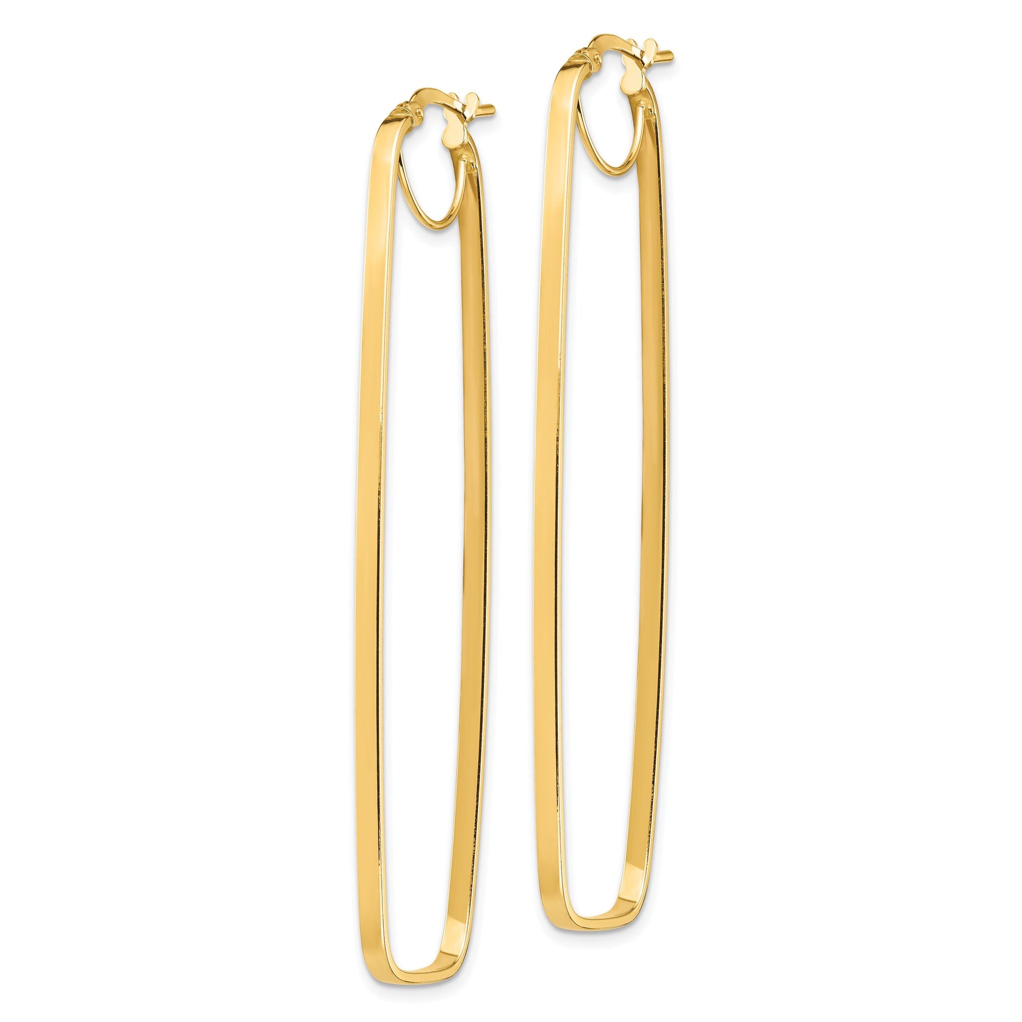 14k Polished 2mm Rectangle Hoop Earrings Secondary image