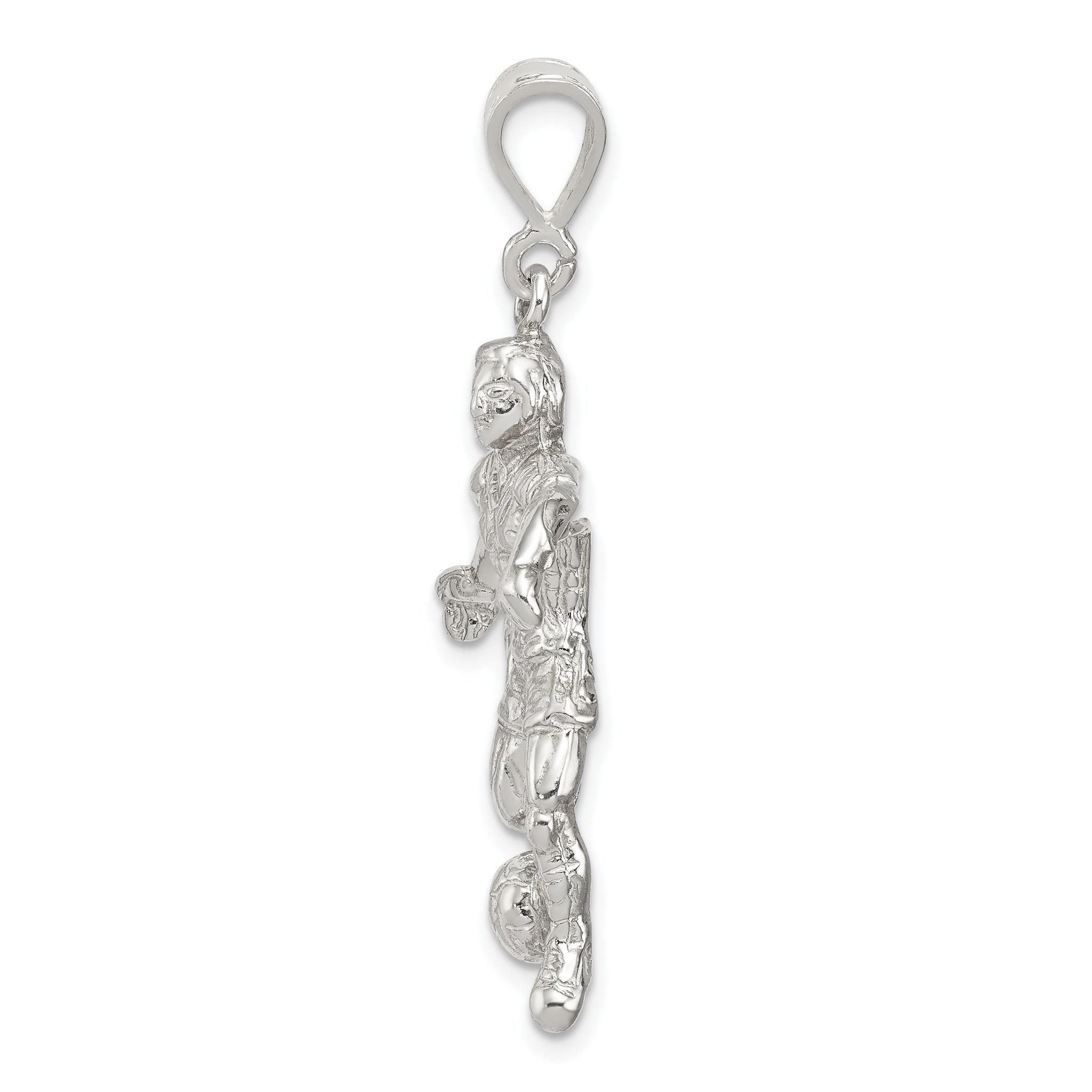 Sterling Silver 925 Polished Soccer Player Charm for Men