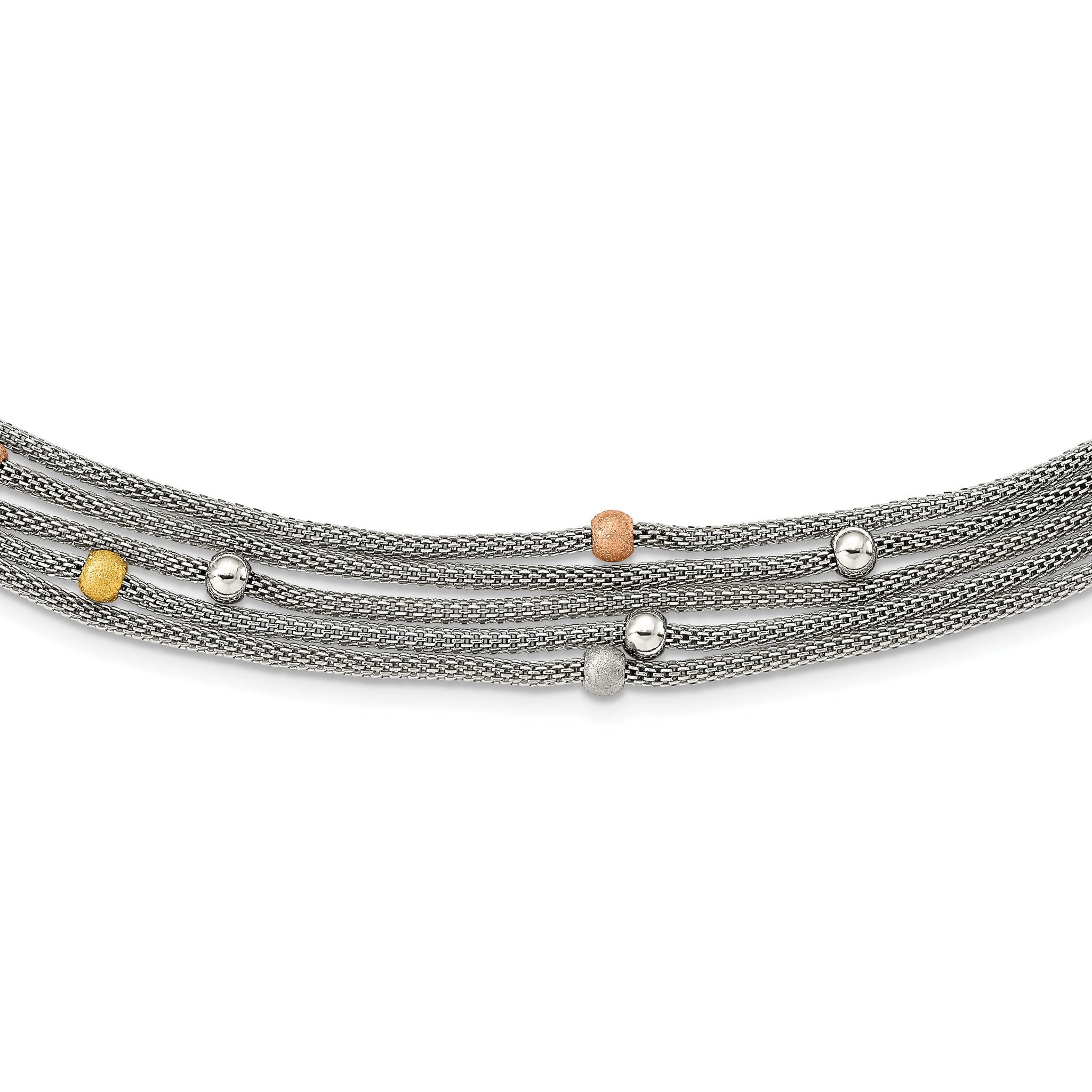 Two-Tone Mesh Necklace in Stainless Steel Main image