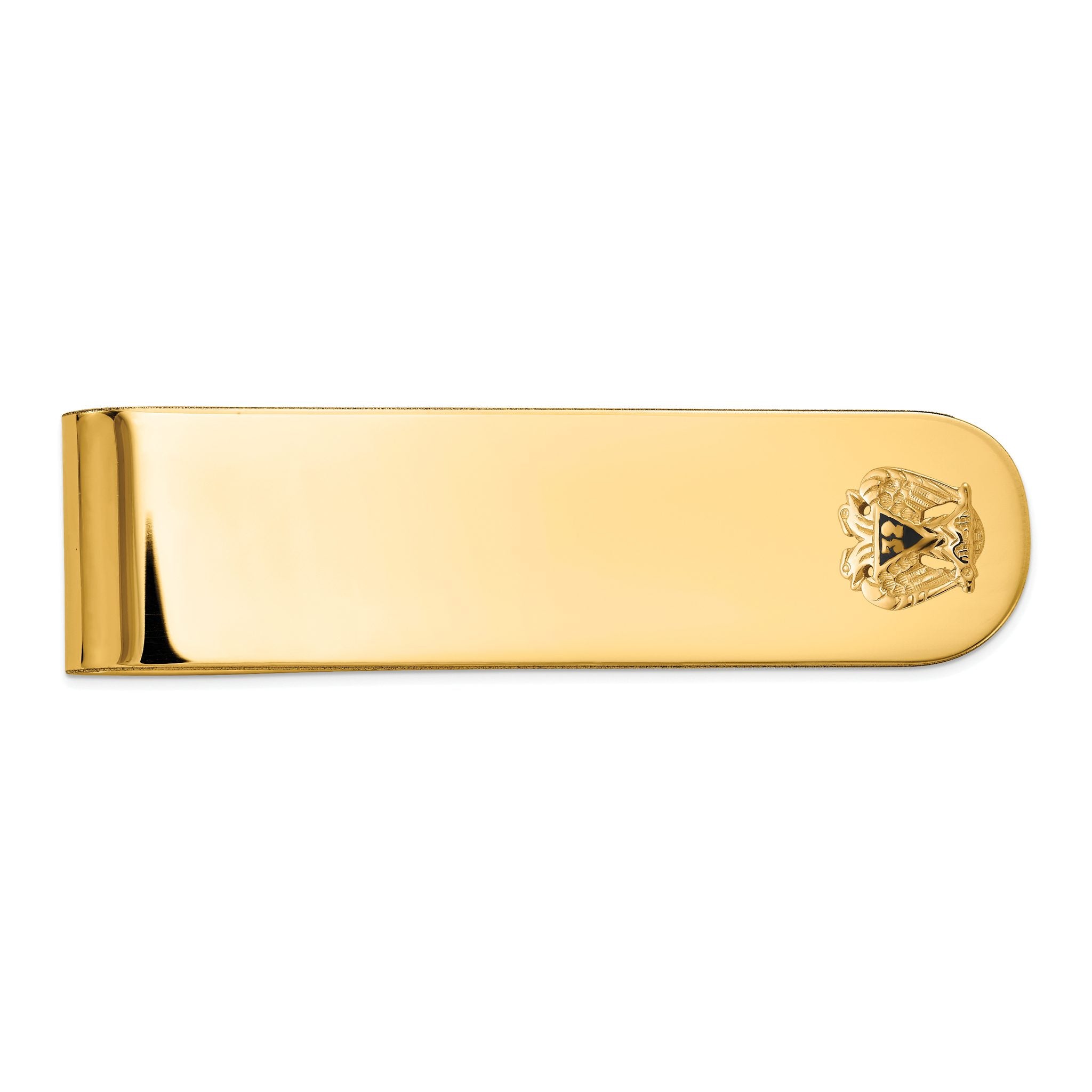 14k Men's Polished and Textured with Black Enamel 32 Degree Scottish Rite Masonic Small Money Clip Main image