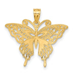 14K Gold Fancy Butterfly Pendant with Rhodium Accents and Polished Finish