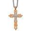Chisel Stainless Steel Polished Brown IP-plated Diamond Cut Cross Pendant on a 24 inch Curb Chain Necklace