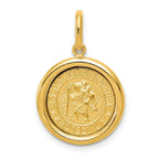14K Gold St. Christopher Medal Pendant with Polished and Satin Finish