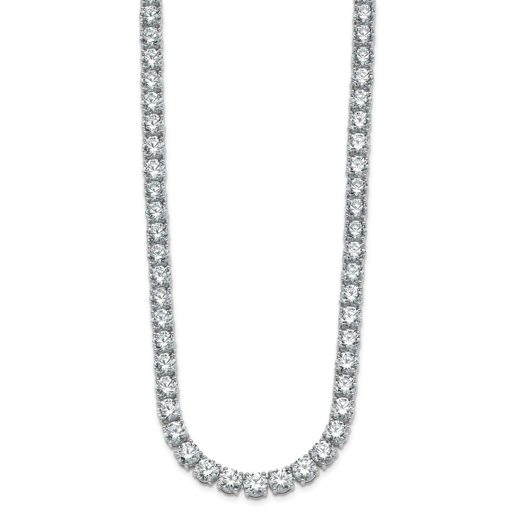 14k White Gold 58 1/3 carat Lab Grown Diamond VS/SI+ G+ Complete Round 24 inch Straight Tennis Necklace