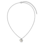 Sterling Silver Rhodium-plated Polished Mother of Pearl Heart and CZ Cross 14 Inch with 3 Inch Extension Children's Necklace