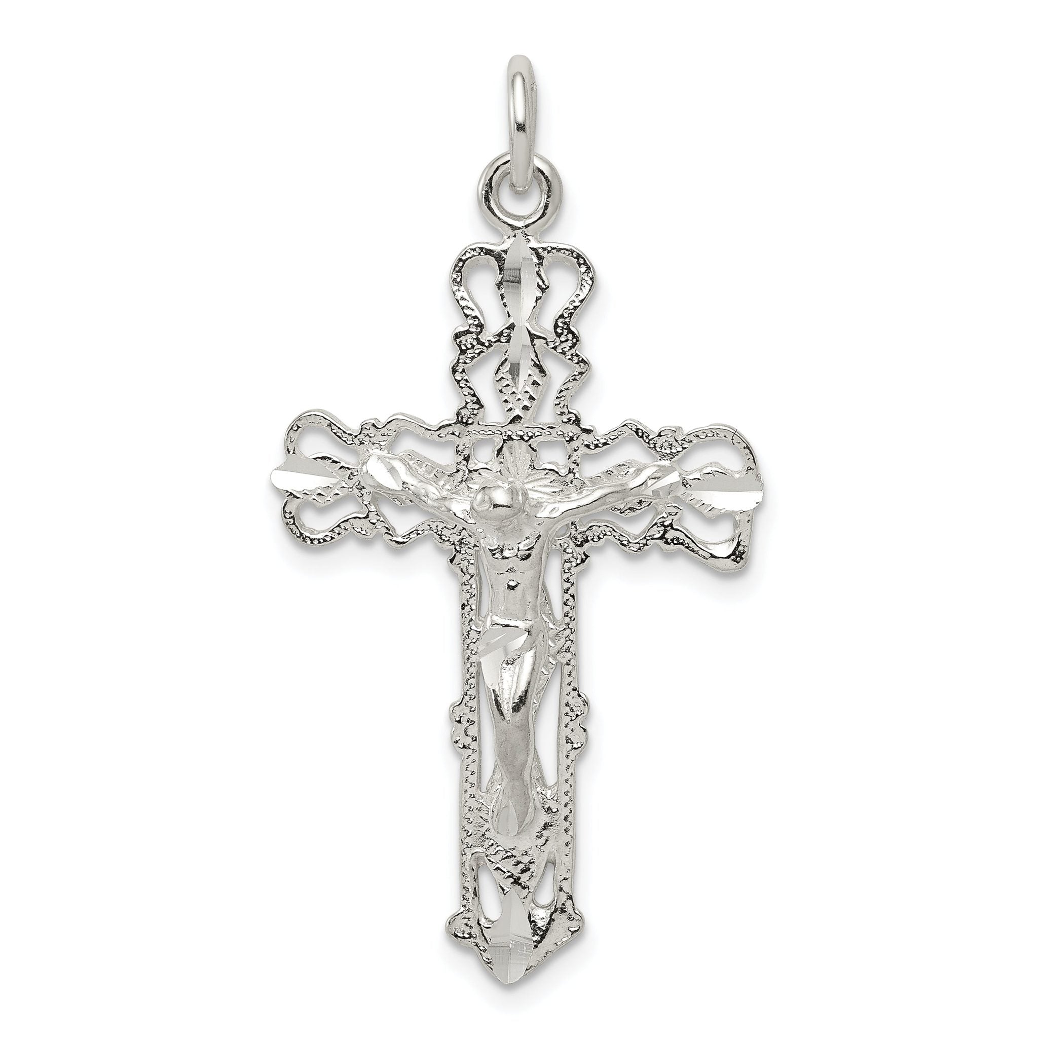 Sterling Silver 925 Polished Crucifix Pendant with Anti-Tarnish Finish Main image