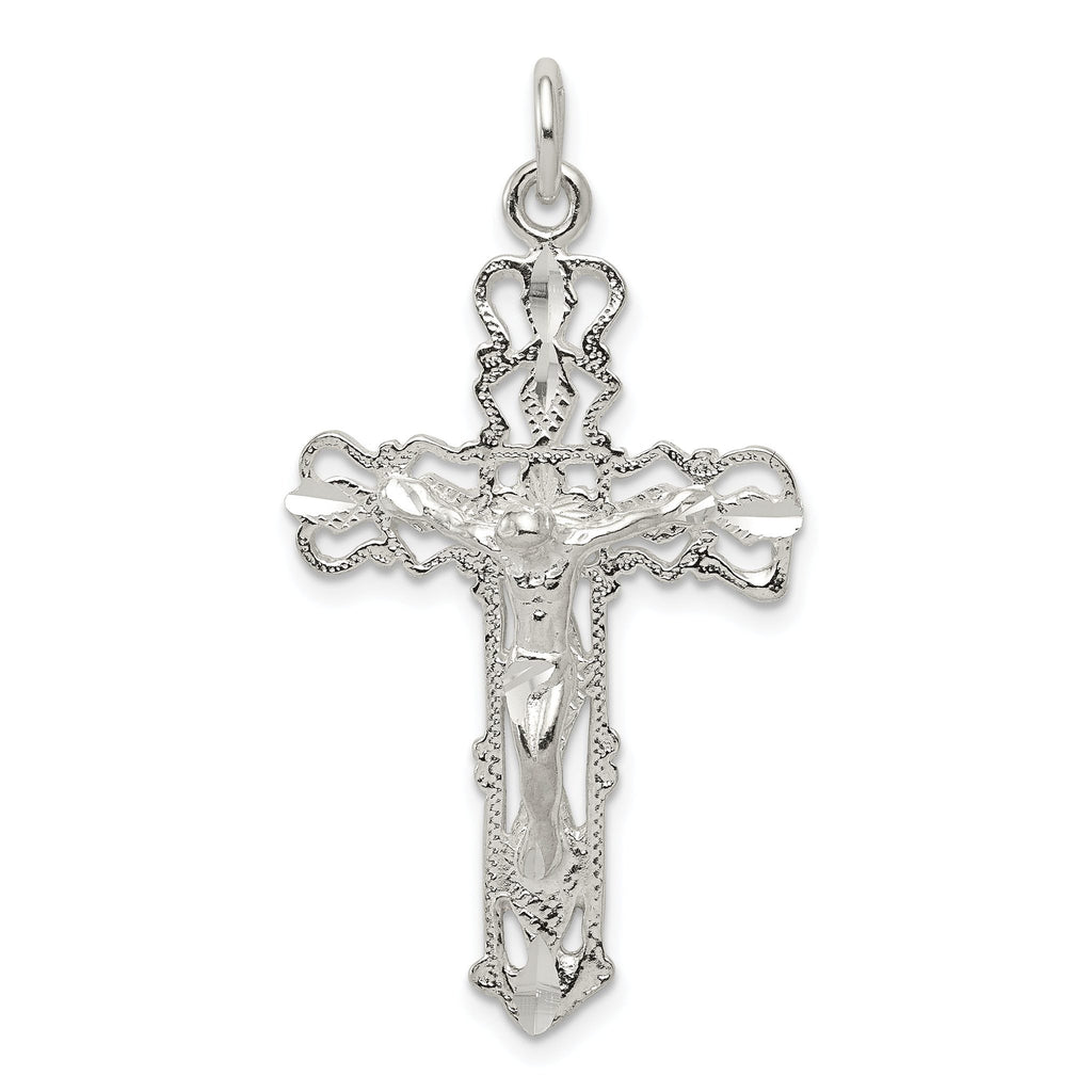 Sterling Silver 925 Polished Crucifix Pendant with Anti-Tarnish Finish