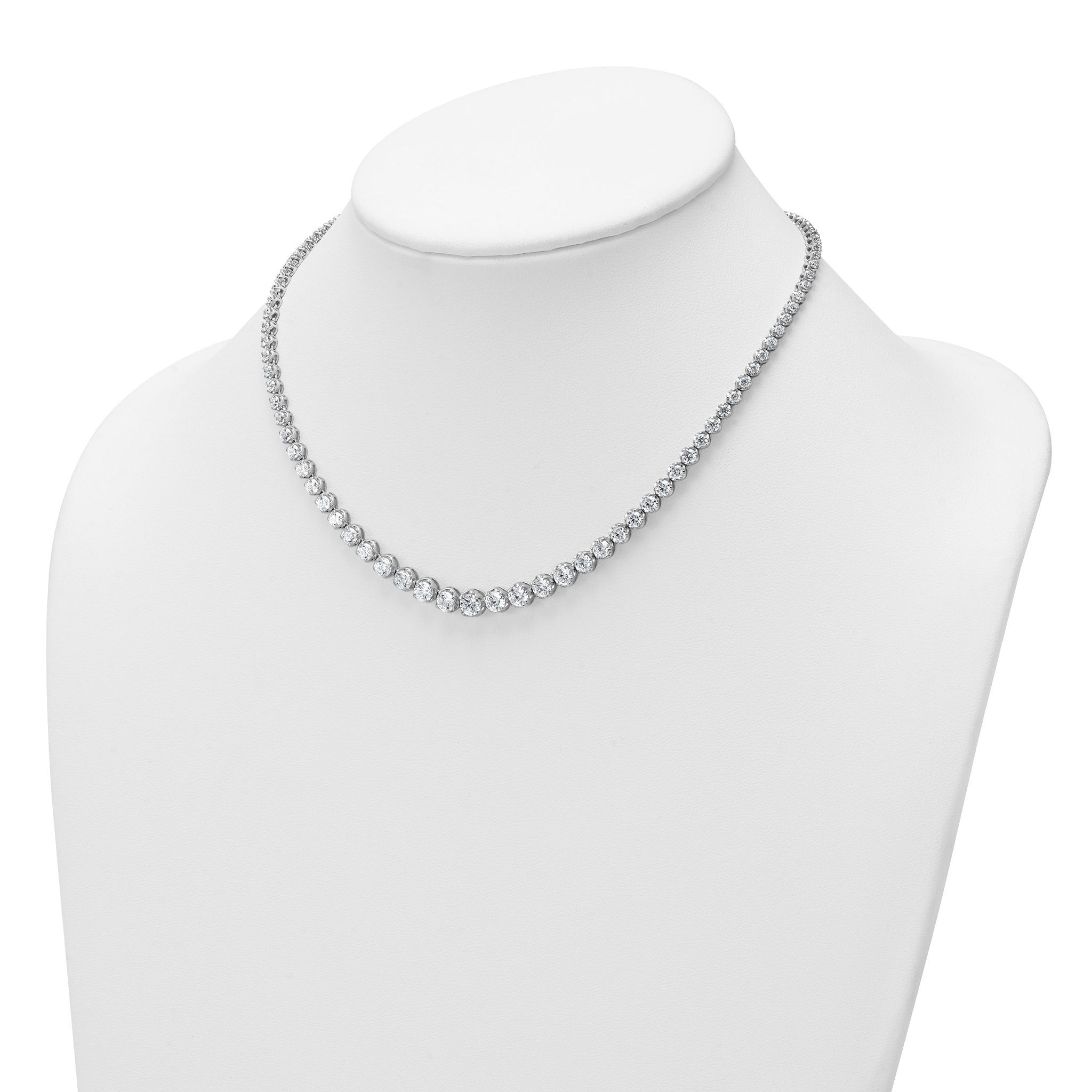 14k White Gold 10 carat Lab Grown Diamond VS/SI+ G+ Complete Round 16 inch Graduated Tennis Necklace