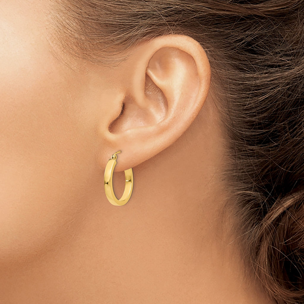 Sophia Jewelers 14K Gold Polished Square Hoop Earrings for Women