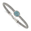 Stainless Steel Polished and Textured Blue Crystal Bracelet for Women