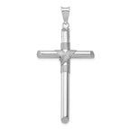 14K White Gold Polished Cross Pendant with Center Wrap & Rhodium Finish