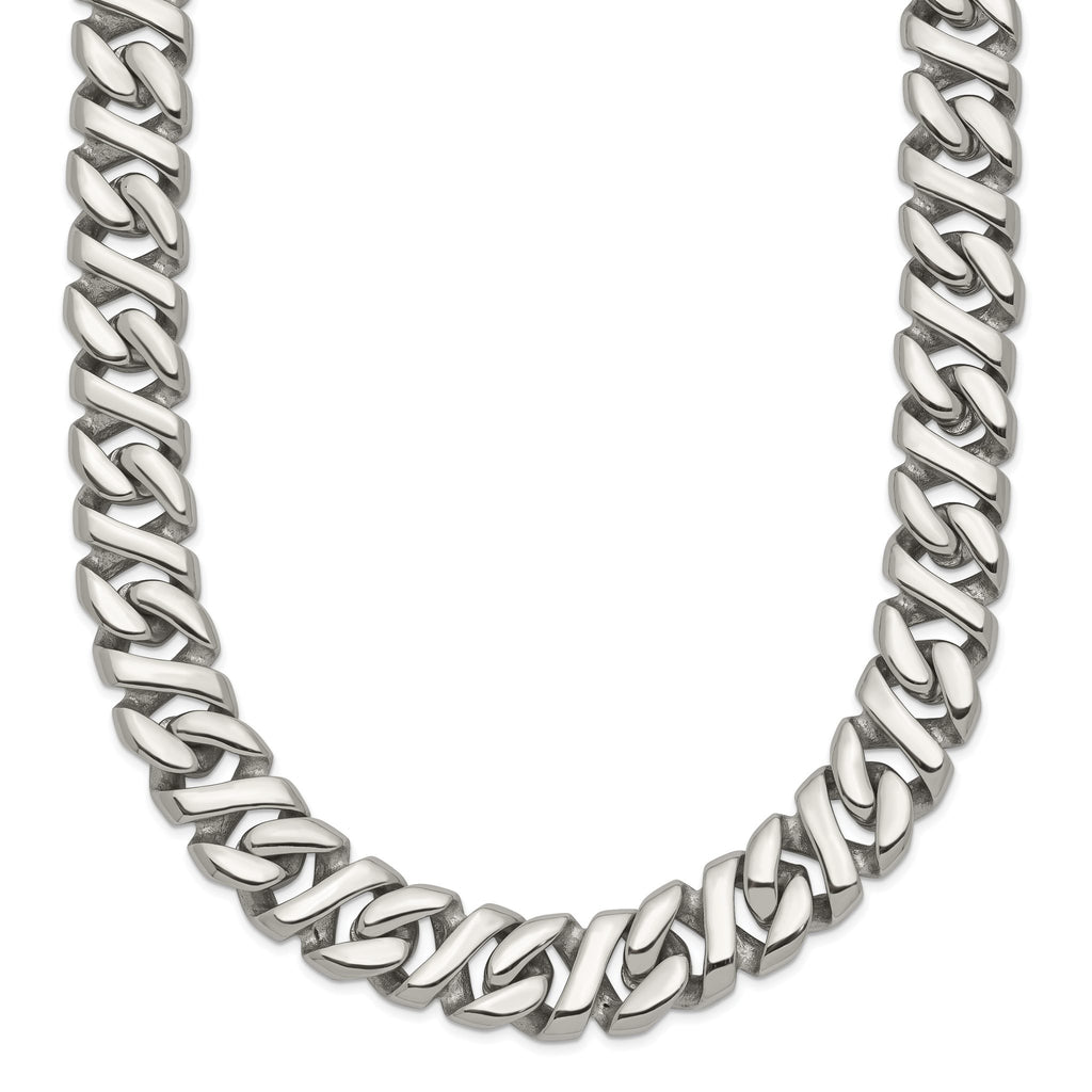 Sophia Jewelers Men's Polished Stainless Steel 24 Curb Chain Necklace