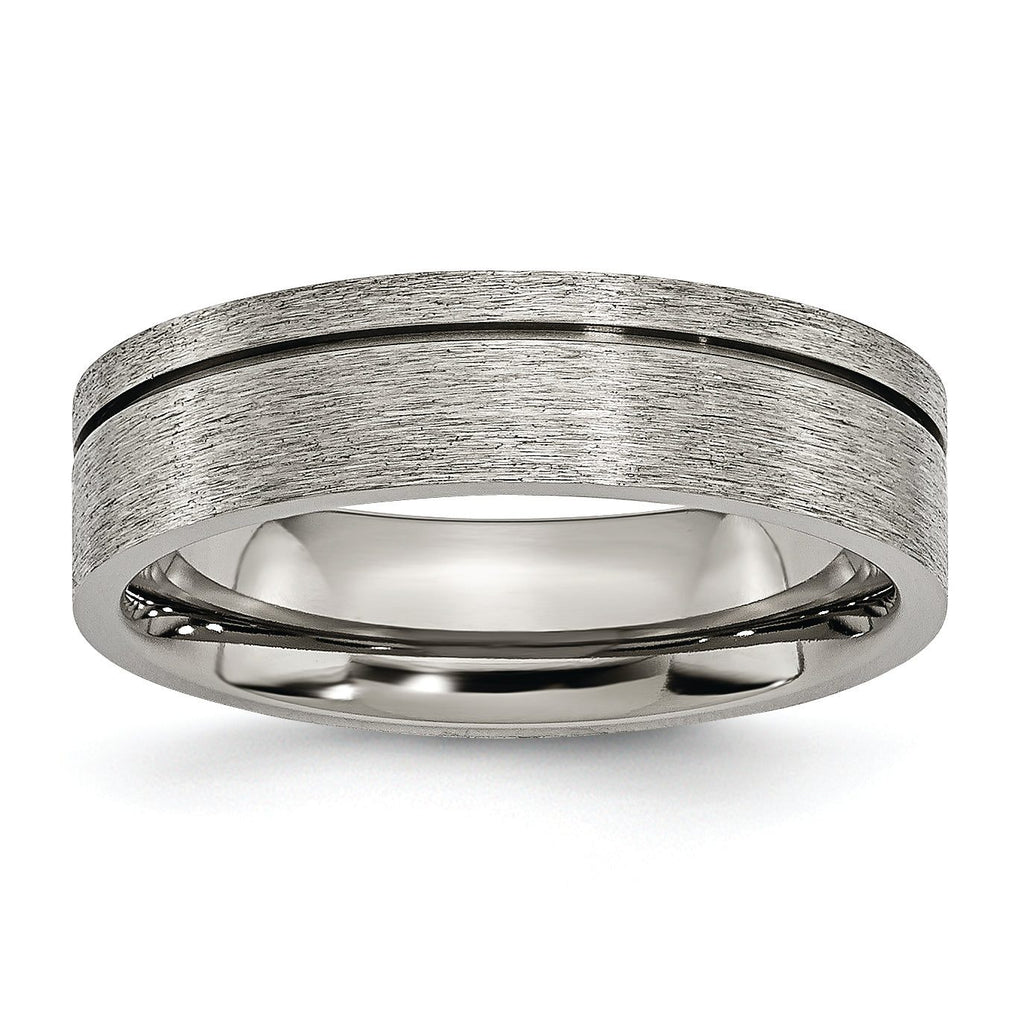 Grooved Wedding Band in Titanium, 6mm