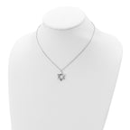 Sterling Silver Rhodium-plated Star of David 16.5in plus 2in ext. Necklace