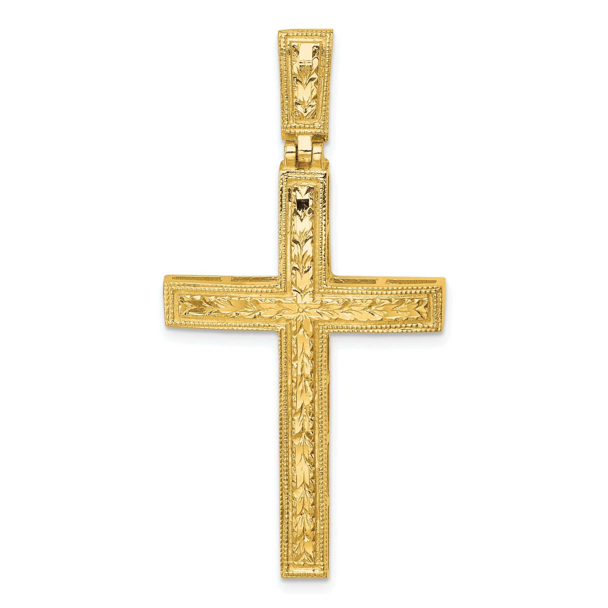 14k Polished Diamond-cut Fancy Latin Cross Pendant Main image
